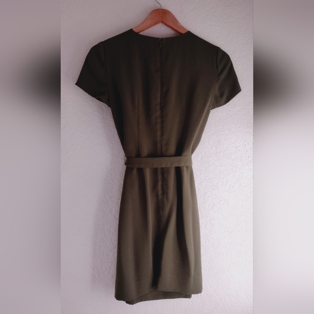 J. Crew Olive Mini Dress with Waist Tie - Picture 6 of 6